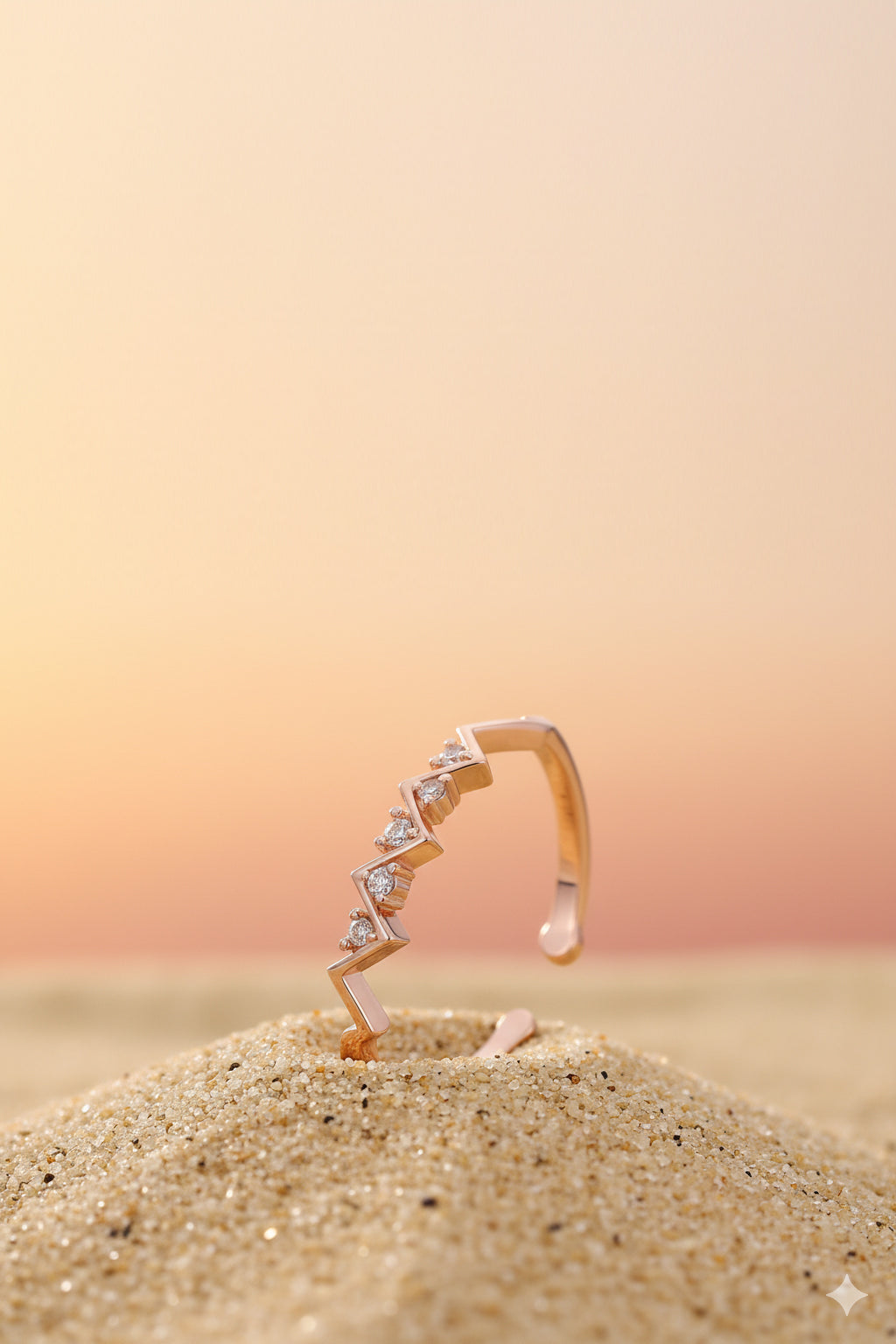 Jewello charming zig-zag rose gold plated and studded American diamond Adjustable finger ring for the women and girls.