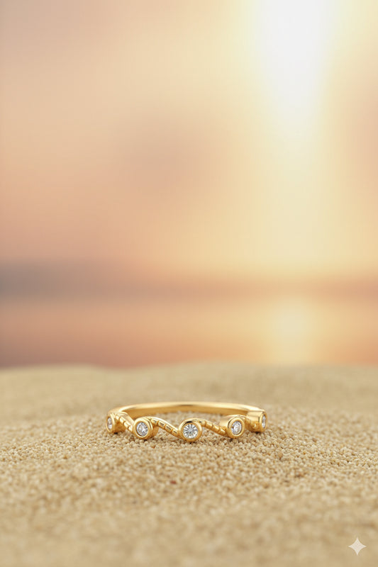 Jewello shimmering zig-zag gold plated with a studded American diamond Adjustable finger ring for women and girls.