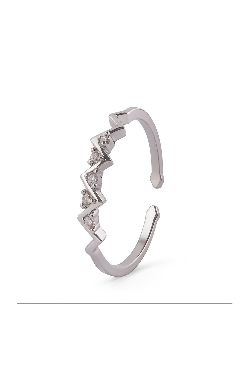 Jewello fascinated oxidize silver zig-zag studded American diamond Adjustable   finger ring for the women and girls.