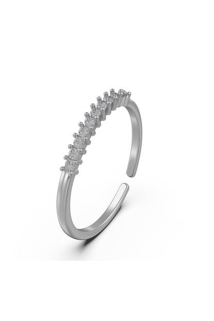 Jewello oxidize silver studded American diamond Adjustable finger ring for the women and girls.
