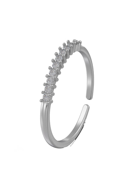 Jewello oxidize silver studded American diamond Adjustable finger ring for the women and girls.