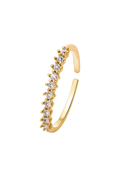 Jewello graceful and trendy gold plated with a studded American diamond Adjustable finger ring for women and girls.