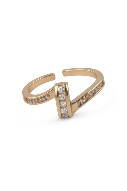 jewello elite gold plated and studded American diamond Adjustable finger ring for the women and girls.
