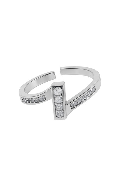 Jewello adorable oxidize silver and studded American diamond Adjustable finger ring for women and girls.