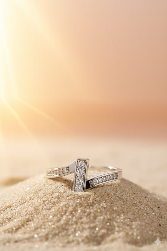 Jewello adorable oxidize silver and studded American diamond Adjustable finger ring for women and girls.