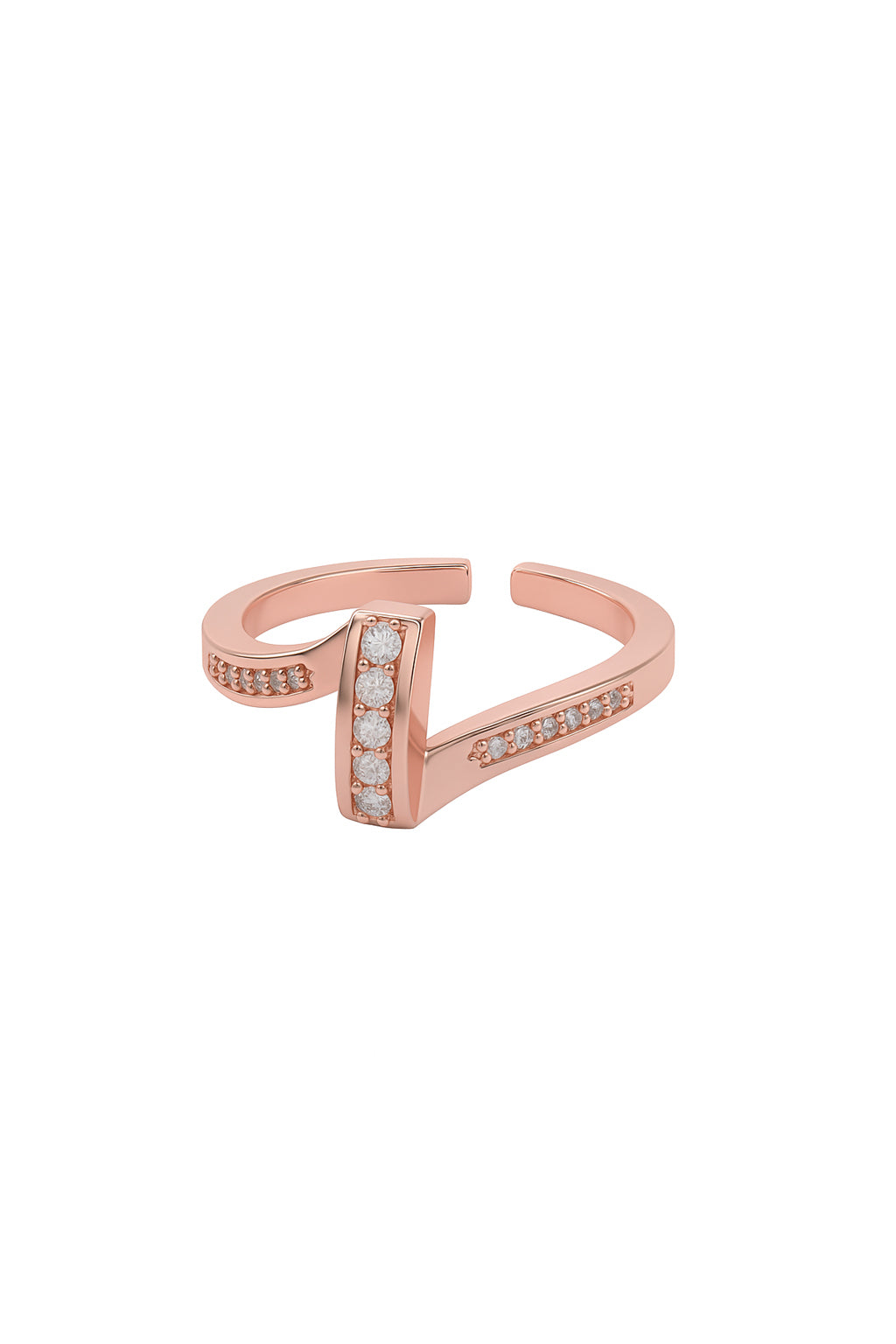 Jewello gorgeous rose gold plated and studded American diamond Adjustable finger ring for women and girls.
