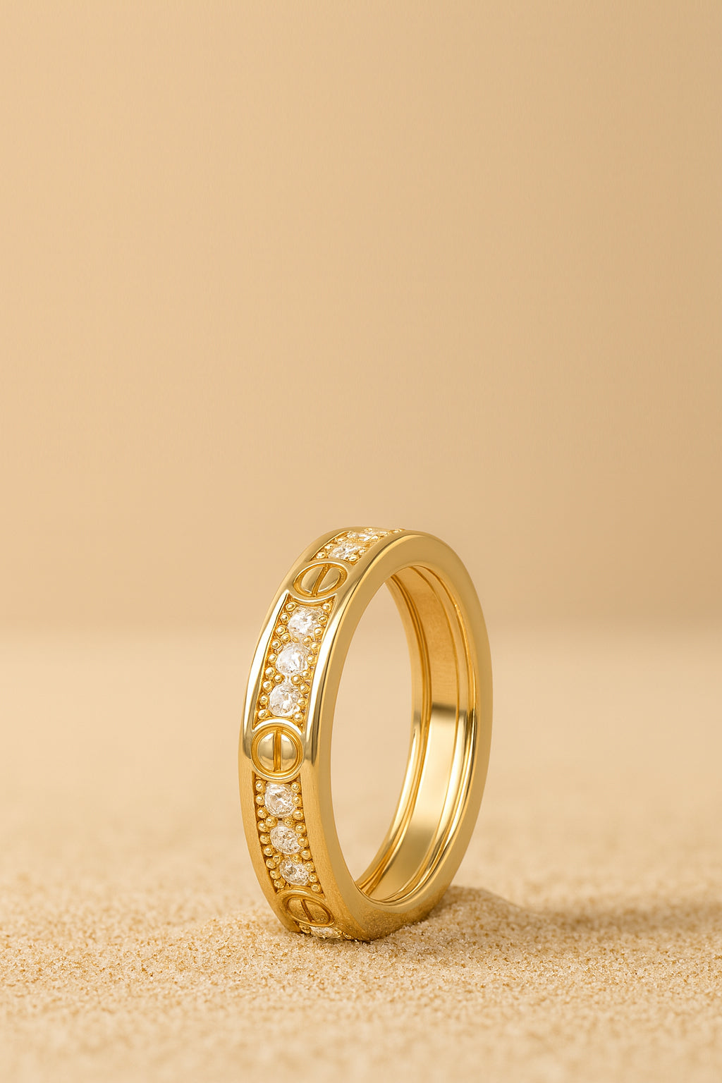Jewello beautiful gold plated and studded American diamond Adjustable finger ring women and girls.