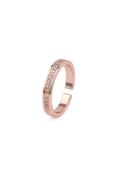 Jewello delightful rose gold and studded American diamond Adjustable finger ring for the women and girls.