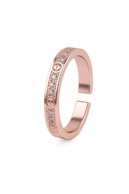 Jewello delightful rose gold and studded American diamond Adjustable finger ring for the women and girls.
