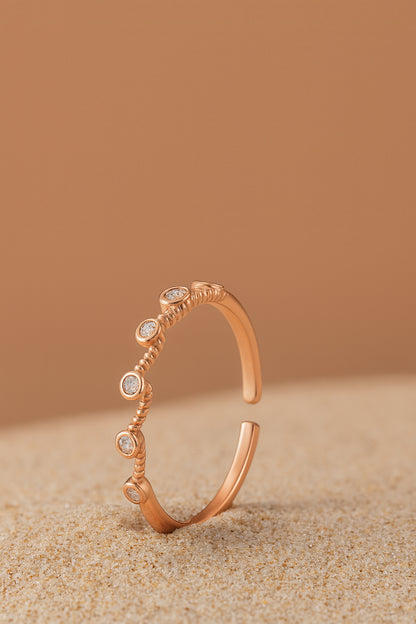 Jewello alluring rose gold plated and studded American diamond Adjustable finger ring for girls and women.