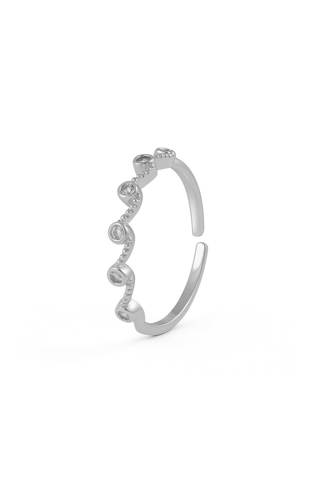 Jewello stylish silver plated and studded American diamond Adjustable finger ring for women and girls.