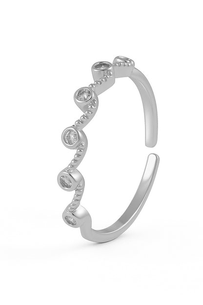 Jewello stylish silver plated and studded American diamond Adjustable finger ring for women and girls.