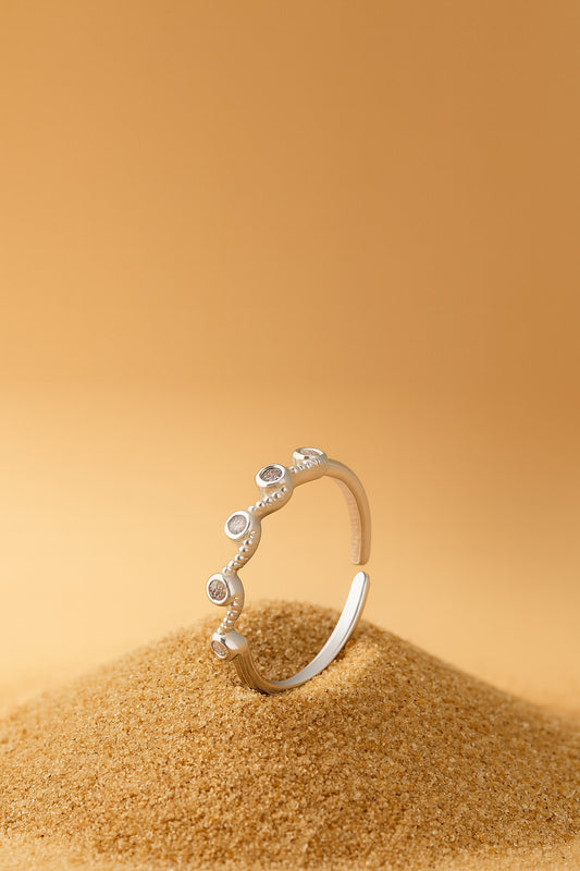 Jewello stylish silver plated and studded American diamond Adjustable finger ring for women and girls.