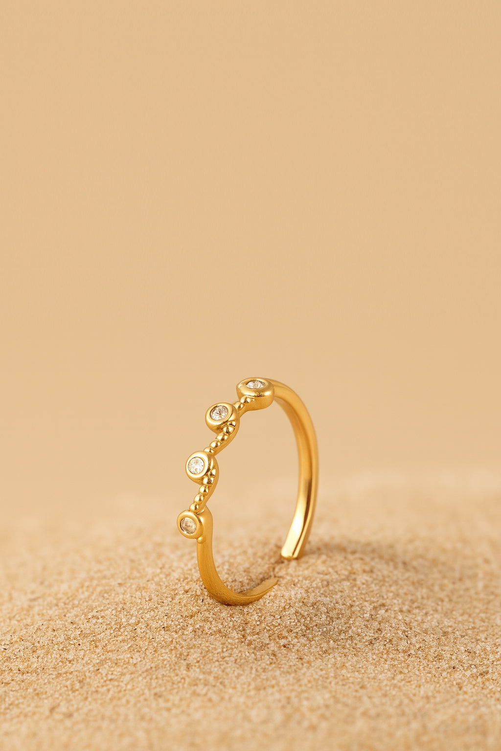 Jewello elegant gold plated and studded American diamond Adjustable finger ring for the women and girls.