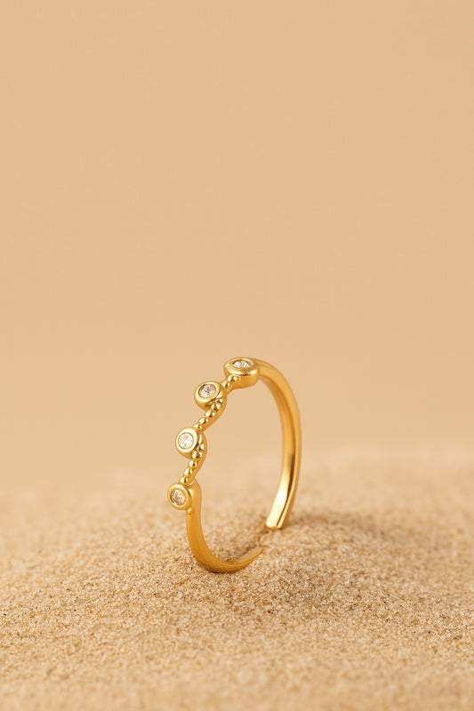 Jewello elegant gold plated and studded American diamond Adjustable finger ring for the women and girls.