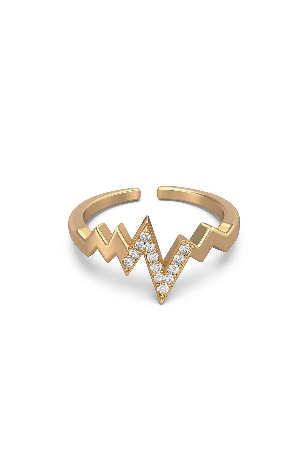Jewello antique gold plated with a studded American diamond adjustable finger ring for women and girls.
