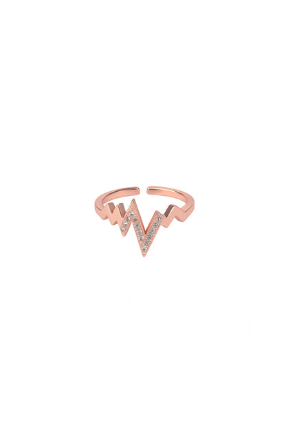 Jewello antique amazing rose gold plated and studded American diamond Adjustable finger ring for women and girls.
