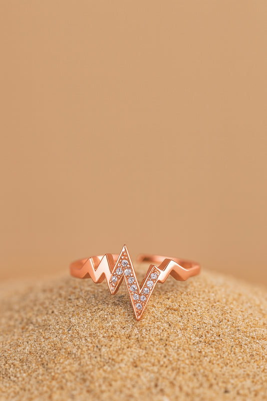 Jewello antique amazing rose gold plated and studded American diamond Adjustable finger ring for women and girls.