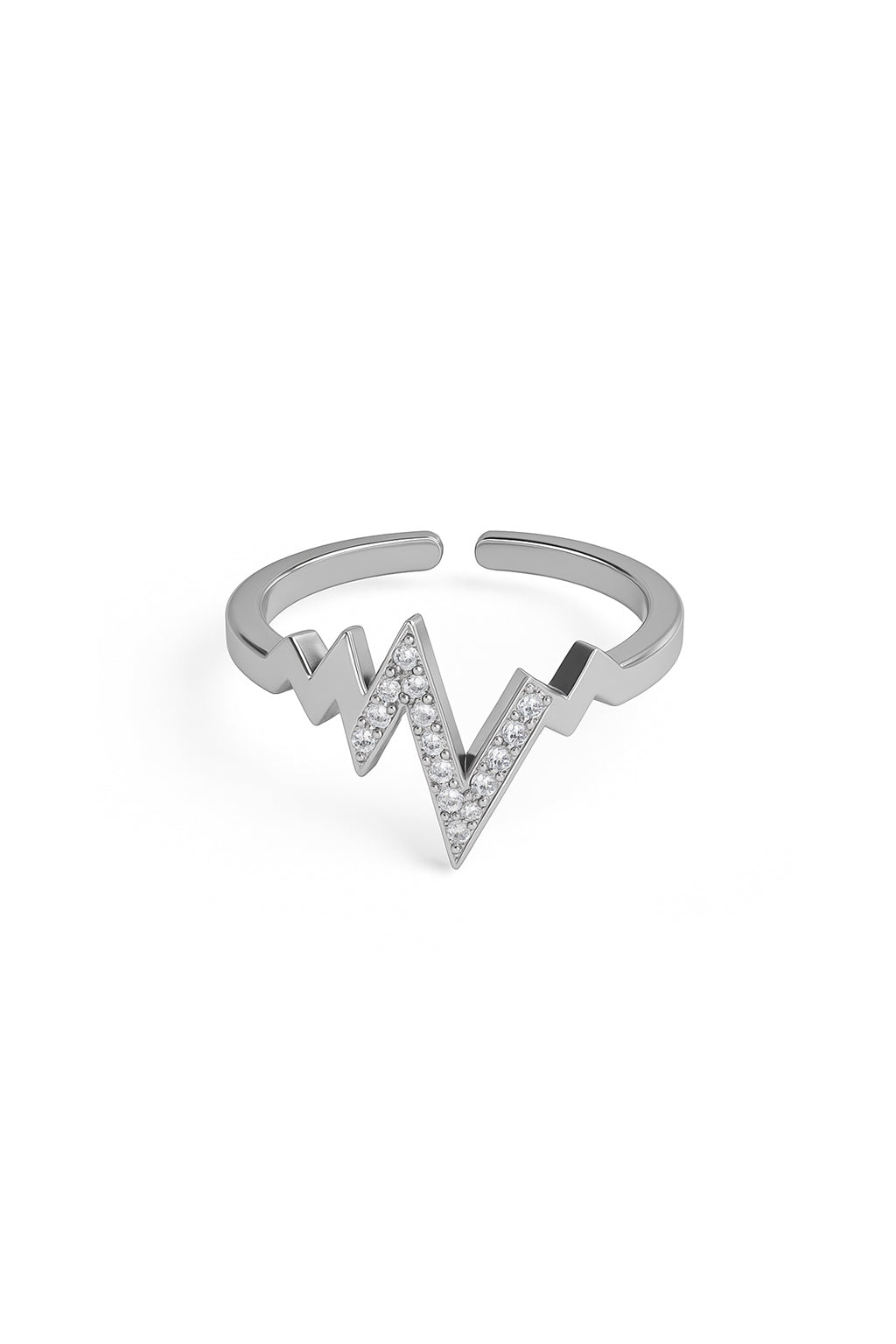 Jewello alluring silver plated with a studded American diamond Adjustable finger ring for women and girls.