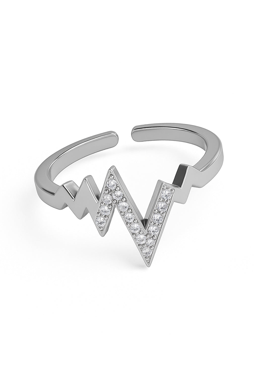 Jewello alluring silver plated with a studded American diamond Adjustable finger ring for women and girls.
