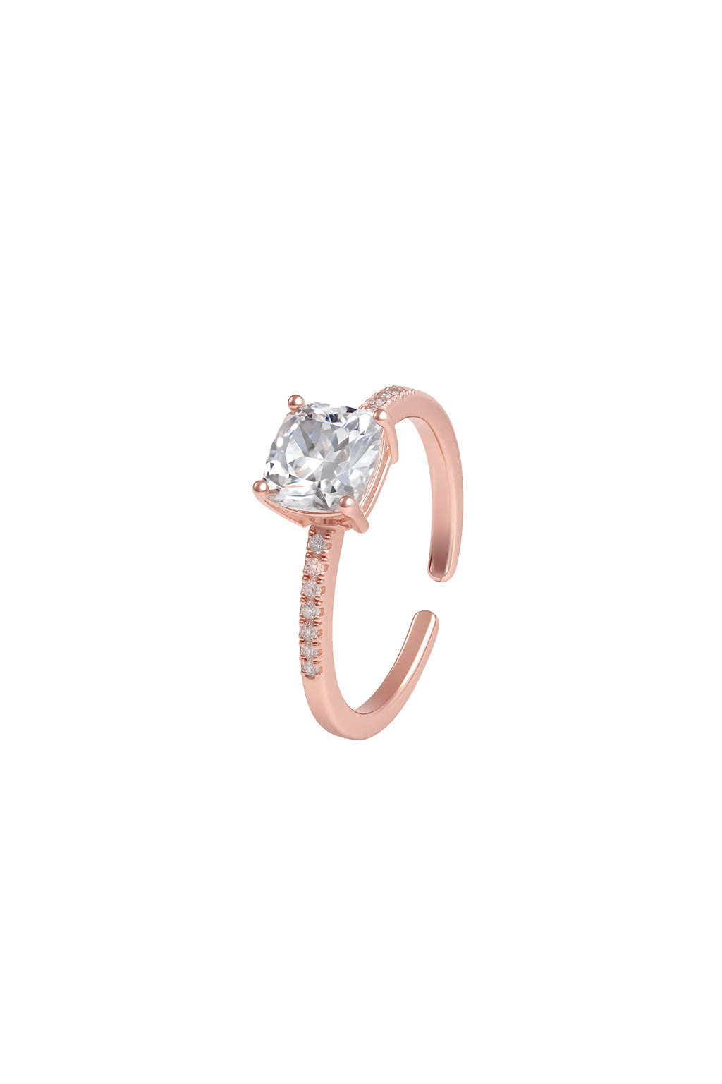 Jewello delicate rose gold plated and studded shimmering American diamond Adjustable finger ring for women and girls.