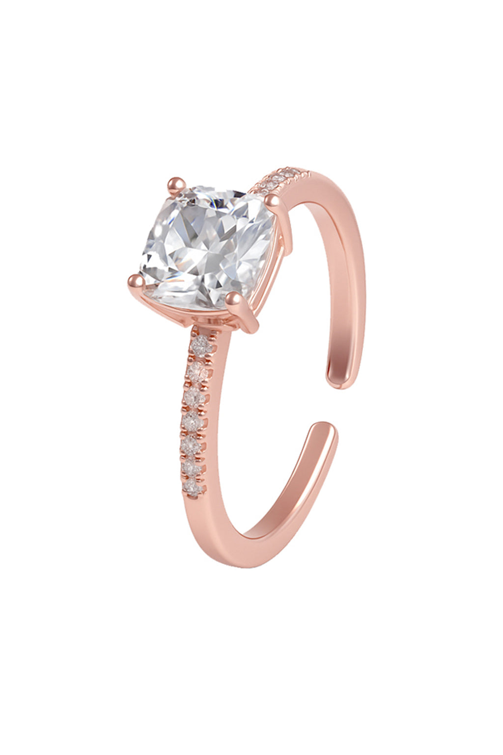 Jewello delicate rose gold plated and studded shimmering American diamond Adjustable finger ring for women and girls.