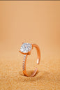 Jewello delicate rose gold plated and studded shimmering American diamond Adjustable finger ring for women and girls.