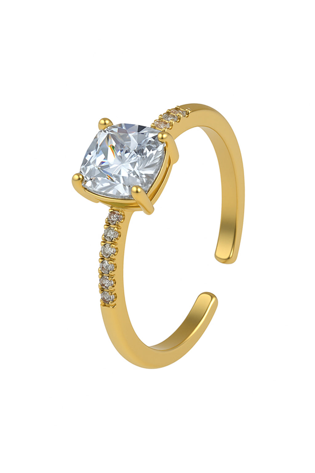 Jewello graceful gold plated and studded shimmering American diamond Adjustable finger ring for women and girls.