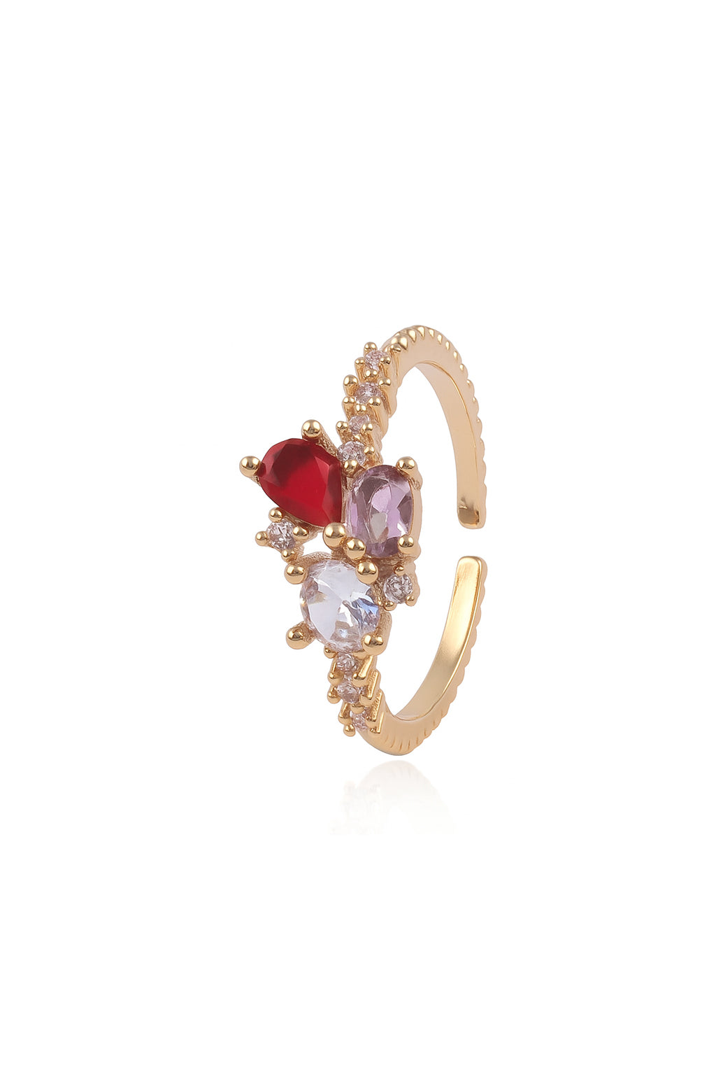 Jewello alluring gold plated and studded American diamond Adjustable finger ring for women and girls.