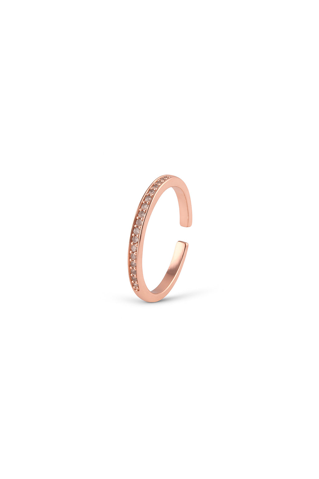 Jewello simple rose gold plated studded American diamond Adjustable finger ring for women and girls.