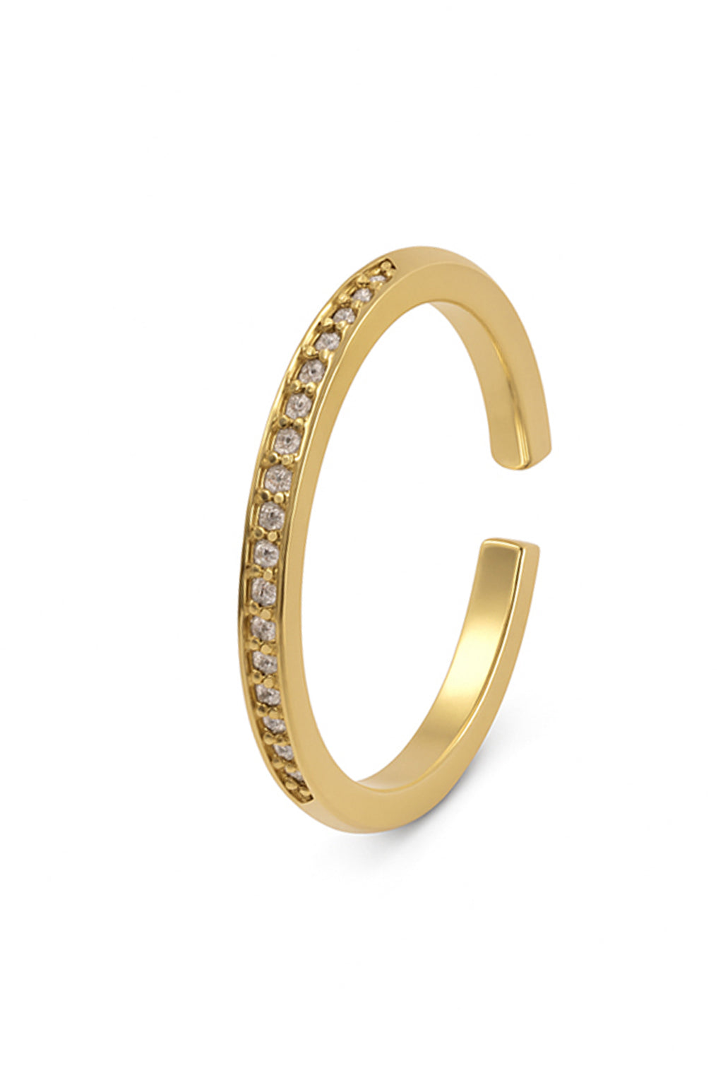 Jewello simple gold plated studded American diamond Adjustable finger ring for women and girls.