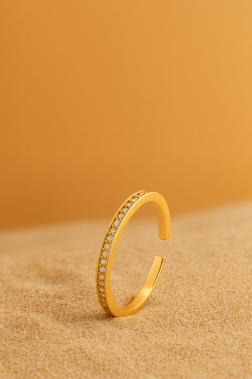 Jewello simple gold plated studded American diamond Adjustable finger ring for women and girls.