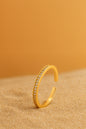 Jewello simple gold plated studded American diamond Adjustable finger ring for women and girls.