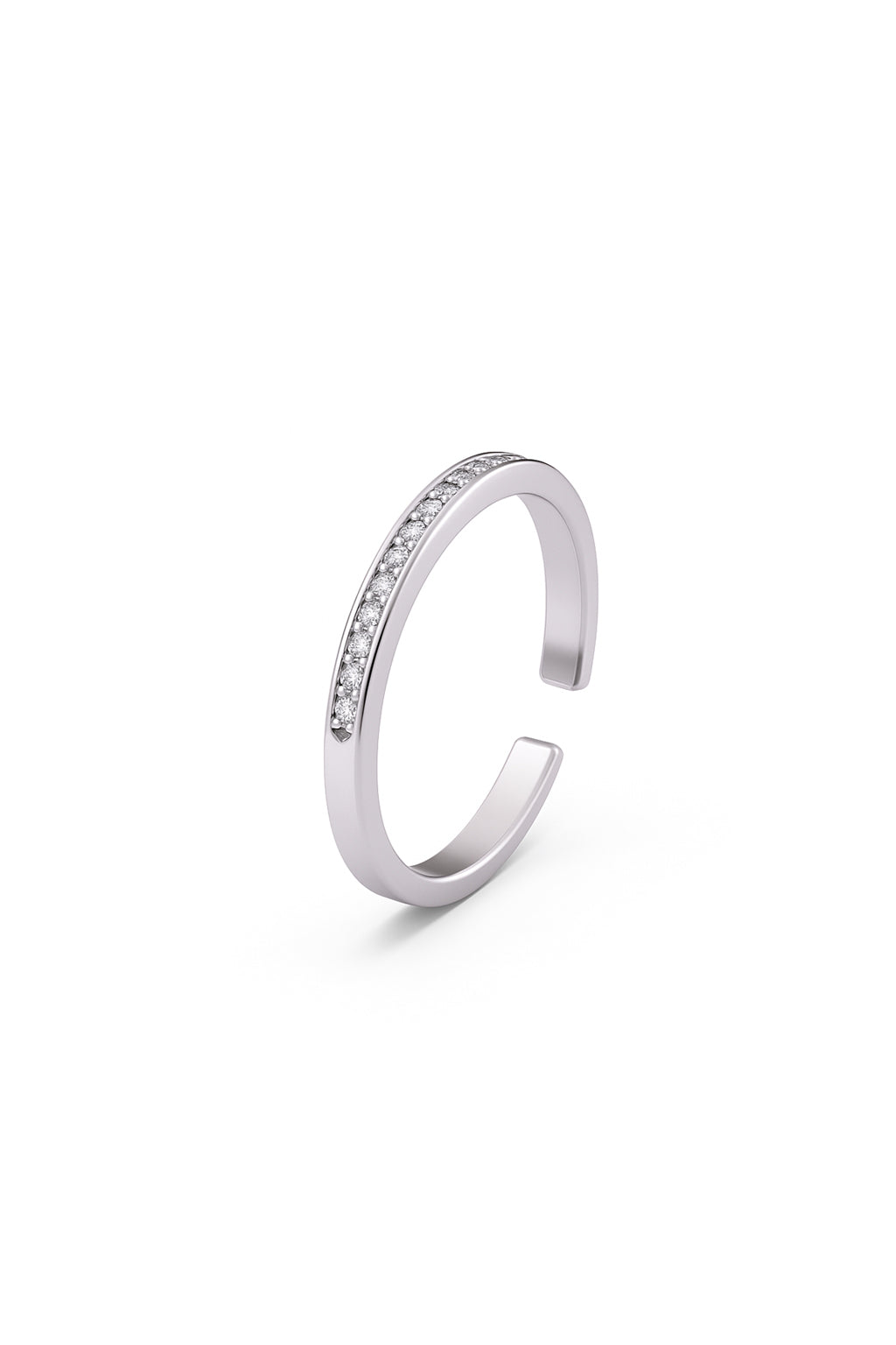 Jewello simple silver plated studded American diamond Adjustable Finger ring for women and girls.