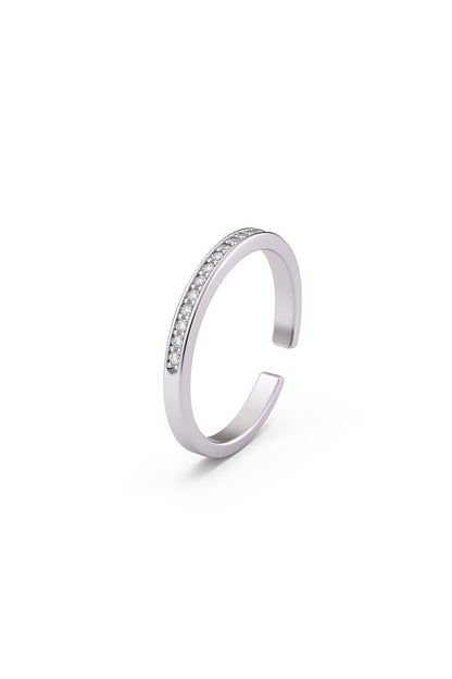 Jewello simple silver plated studded American diamond Adjustable Finger ring for women and girls.