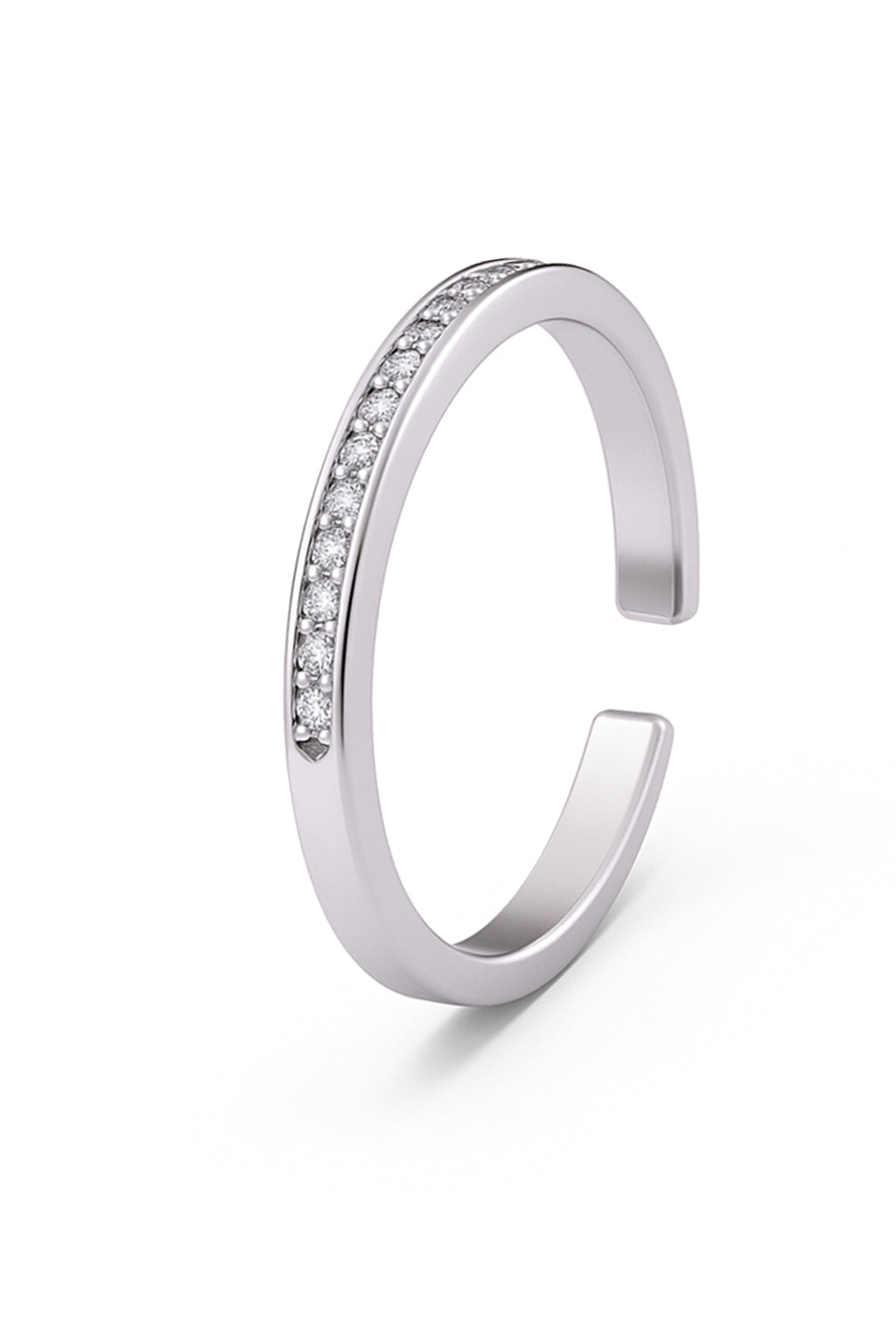 Jewello simple silver plated studded American diamond Adjustable Finger ring for women and girls.