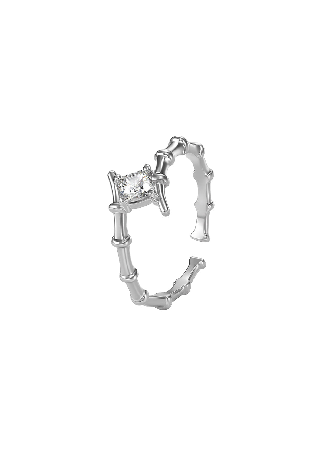 Jewello delicate silver plated and studded Shimmering American diamond adjustable finger ring for women and girls.