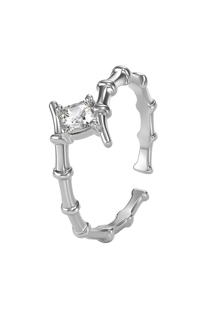 Jewello delicate silver plated and studded Shimmering American diamond adjustable finger ring for women and girls.