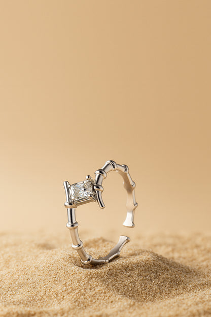 Jewello delicate silver plated and studded Shimmering American diamond adjustable finger ring for women and girls.