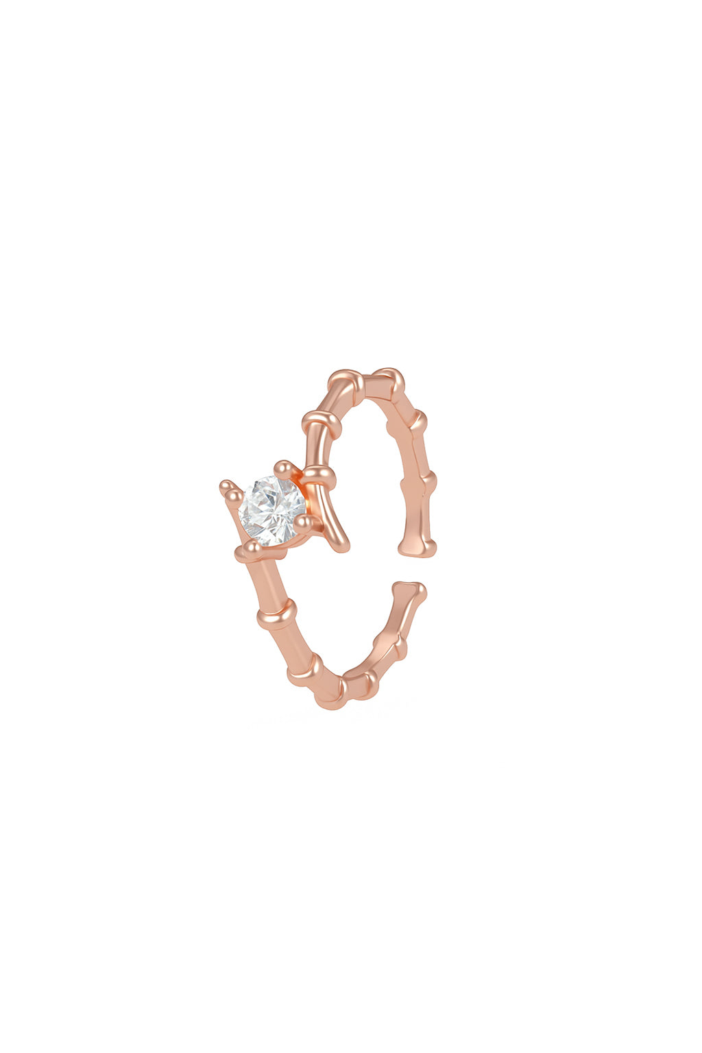 Jewello stylish and trendy rose gold plated and studded shimmering American diamond Adjustable finger ring for women and girls.