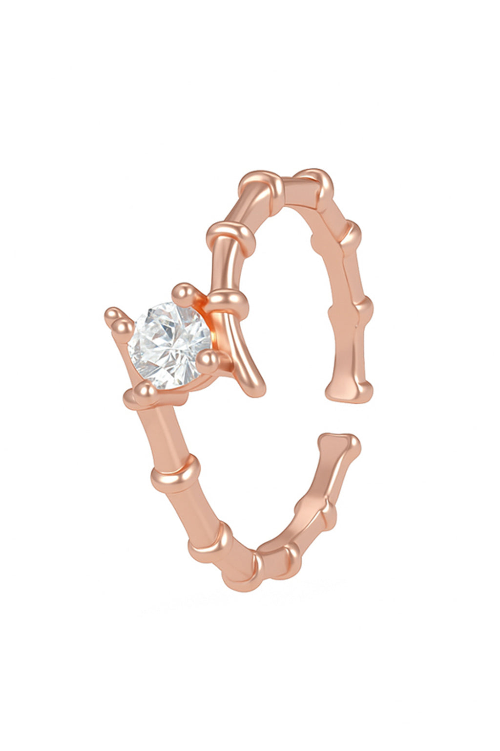 Jewello stylish and trendy rose gold plated and studded shimmering American diamond Adjustable finger ring for women and girls.