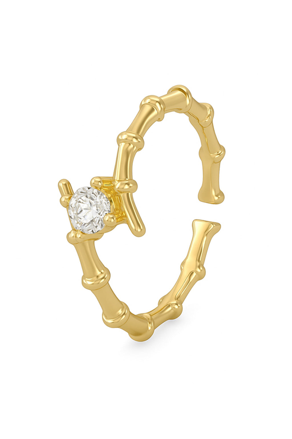 Jewello stunning gold plated and studded shimmering American diamond Adjustable finger ring for women and girls.