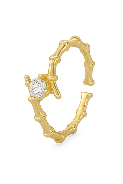 Jewello stunning gold plated and studded shimmering American diamond Adjustable finger ring for women and girls.