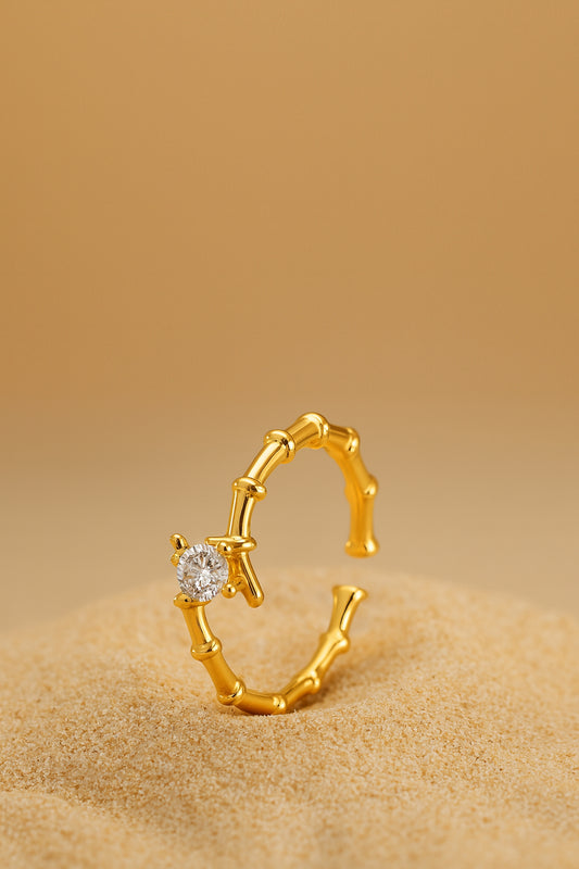 Jewello stunning gold plated and studded shimmering American diamond Adjustable finger ring for women and girls.