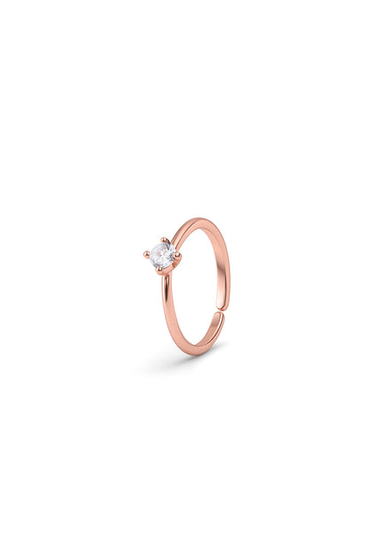 Jewello delicate rose gold plated and studded shimmering white stone Adjustable finger ring for women and girls.