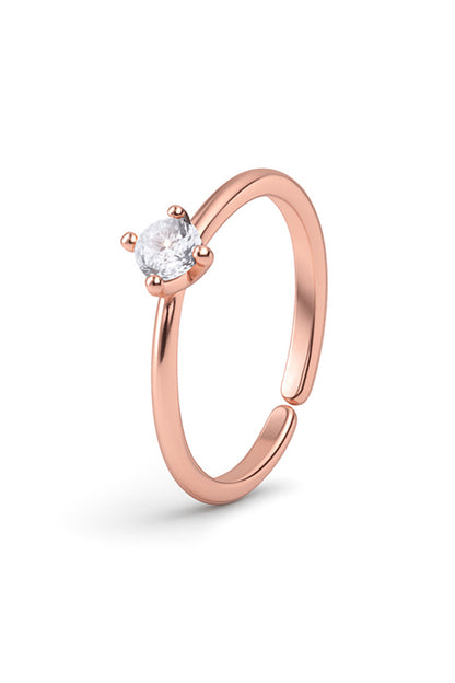 Jewello delicate rose gold plated and studded shimmering white stone Adjustable finger ring for women and girls.