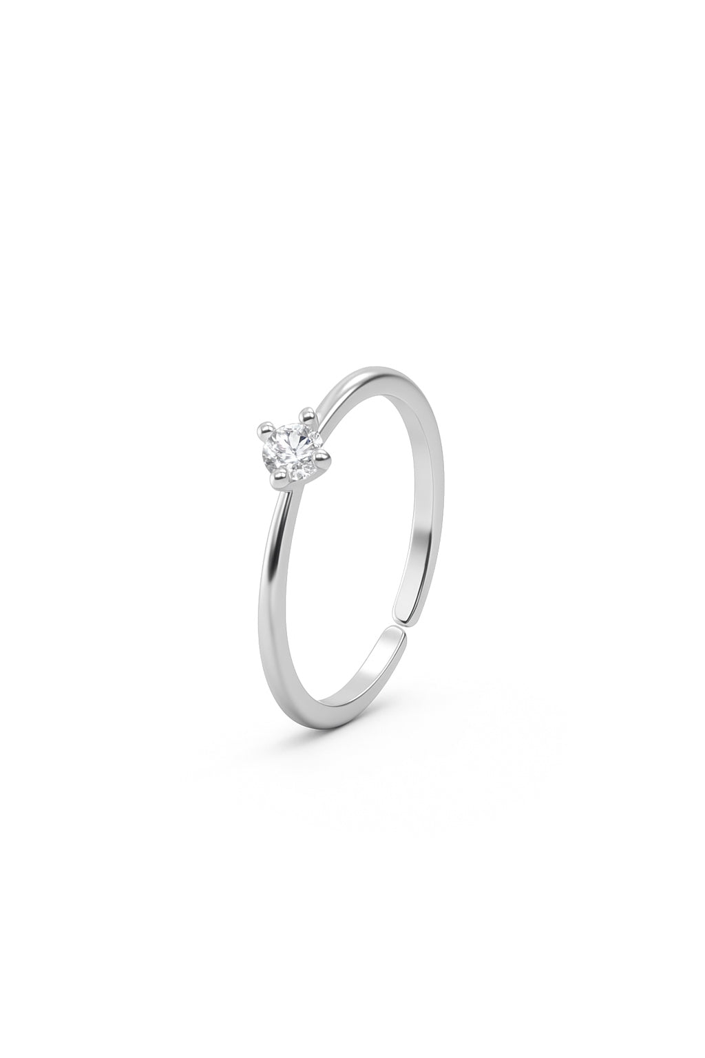 Jewello stylish and trendy silver plated and studded shimmering white stone adjustable finger ring for women and girls.
