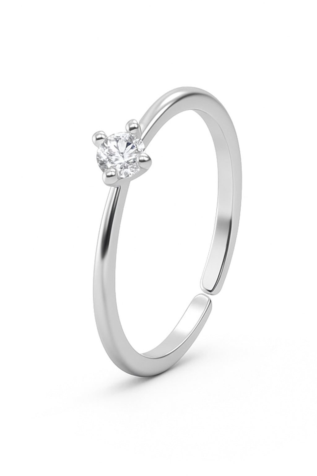 Jewello stylish and trendy silver plated and studded shimmering white stone adjustable finger ring for women and girls.