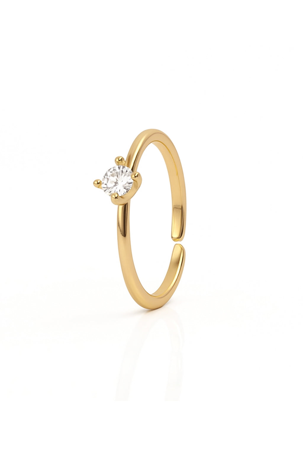 Jewello simple gold plated and studded shimmering white stone Adjustable finger ring for women and girls.