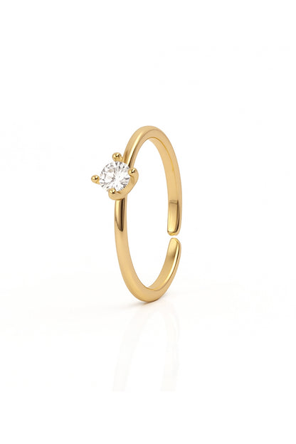 Jewello simple gold plated and studded shimmering white stone Adjustable finger ring for women and girls.